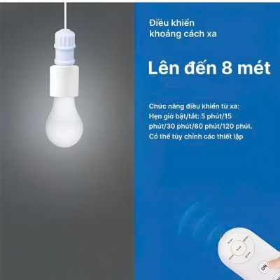 Đui Đèn Thông Minh E27 - Điều Khiển Từ Xa, Hẹn Giờ Tắt Đèn, Kèm Remote điều khiển từ xa