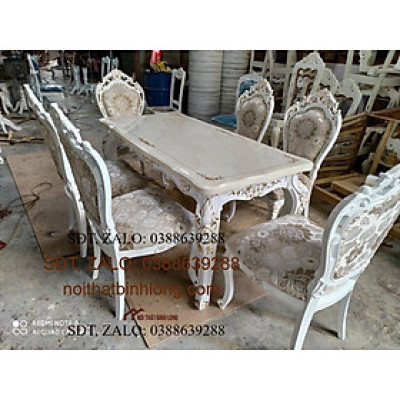 Bàn ăn Tân Cổ Điển khung nhựa NK