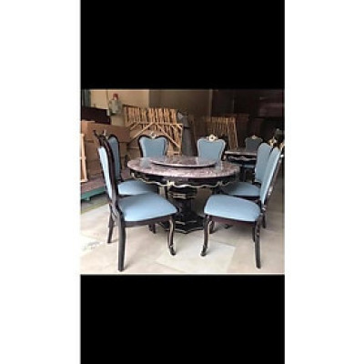bộ bàn ghế ăn tân cổ điển bàn tròn nhập khẩu