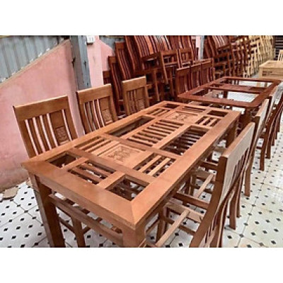 Bàn Ghế Ăn Làm Bằng Gỗ Sồi Tự Nhiên Hàng Kỹ