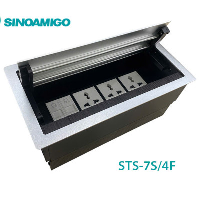 Hộp ổ cắm âm bàn họp đa năng nắp mở quay hai chiều  Sinoamigo STS-7S/4F – Hàng nhập khẩu chính hãng