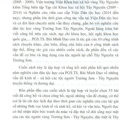 Góp Phần Nghiên Cứu Phát Triển Bền Vững Các Dân Tộc Thiểu Số Tại Chỗ Vùng Trường Sơn Tây Nguyên