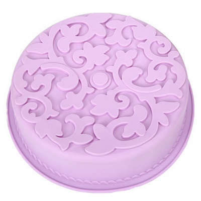 Khuôn silicon làm đế bánh, rau câu hình tròn hoa văn kiểu - Loại 28 cm – Mã số 1141