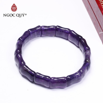  Vòng tay đá thạch anh tím đốt trúc 14.5x11.5mm mệnh hỏa. thổ - Ngọc Quý Gemstones