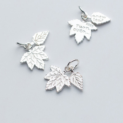 Combo 2 cái charm bạc hình lá phong treo - Ngọc Quý Gemstones