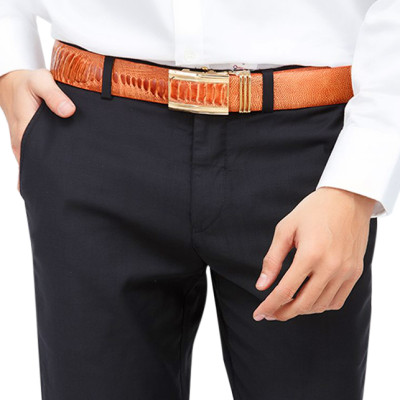 Thắt Lưng Nam Da Đà Điểu Bản Lớn Huy Hoàng HT4419 - Vàng