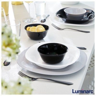 Bộ 6 bát (chén) thủy tinh Luminarc Everyday 12cm màu đen H4998*6, dùng lò vi sóng, máy rửa bát | Hàng chính hãng