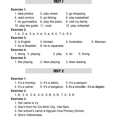 100 Đề Kiểm Tra Tiếng Anh 4