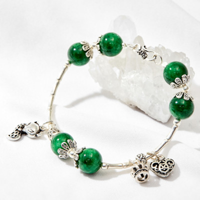 Vòng tay cẩm thạch sơn thủy phối hồ ly Ngọc Quý Gemstones