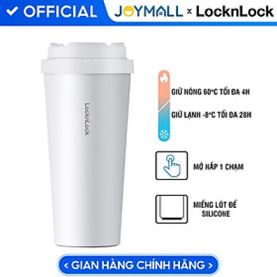 Ly giữ nhiệt LocknLock 550ml màu trắng LHC3249WHT - Hàng chính hãng, mở nắp một chạm, chất liệu thép không gỉ miệng ly rộng - JoyMall