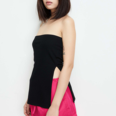 DOTTIE - Áo ống thun xẻ tà T0651