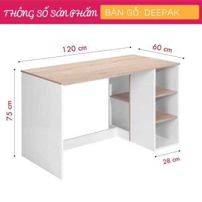 Bàn vi tính nhỏ bằng gỗ công nghiệp SMLIFE Deepak