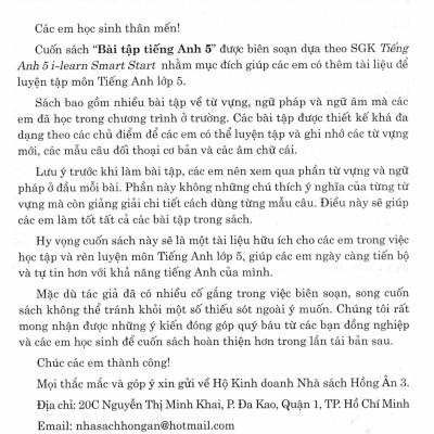 Bài Tập Tiếng Anh 5 - Có Đáp Án (Bám Sát SGK I Learn Smart Start) - HA