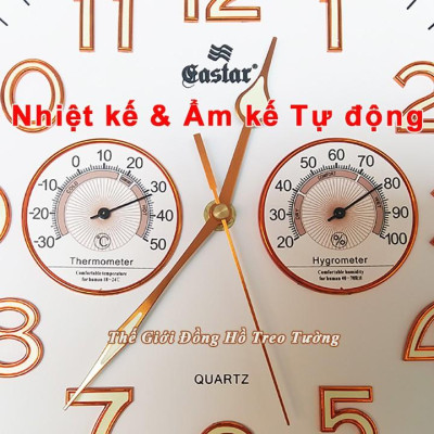 Đồng hồ Treo Tường KIM TRÔI EASTAR Tròn có DẠ QUANG và Đồng hồ Cơ Đo NHIỆT ĐỘ - ĐỘ ẨM - Tặng Pin Maxell - Bảo Hành 1 Năm