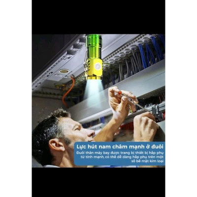Đèn Pin Cầm Tay Siêu Sáng Mini Có Sạc USB Chiếu Xa 5 Chế Độ Sáng, Pin Trâu Chống Thấm Nước, Tiện Dụng – Hàng Nhập Khẩu