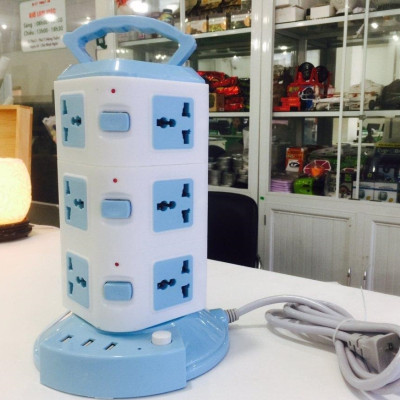 Ổ điện đa năng 3 tầng, có 12 lỗ cắm và 3 cổng usb, có công tắc bật tắt mỗi tầng, thích hợp mọi loại phích cắm khác nhau - Hàng chính hãng