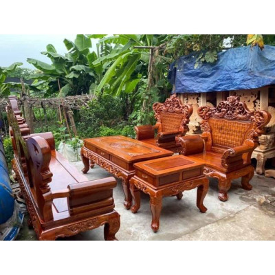 Bàn Ghế Luois Hoàng Gia gỗ Xà Cừ Đỏ