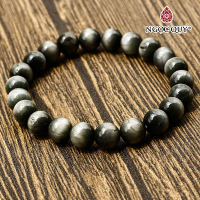 Vòng tay đá mắt ưng xám 8mm mệnh thủy , mộc - Ngọc Quý Gemstones