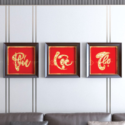 Tranh chữ Thọ mạ vàng 24K