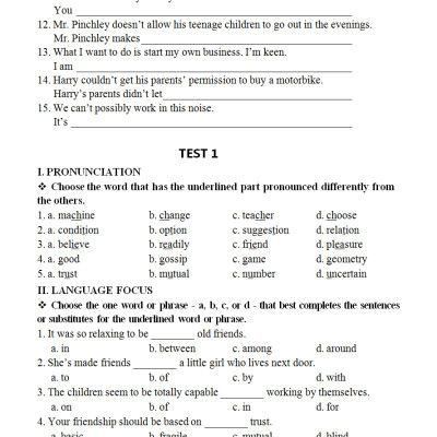 Bài Tập Tiếng Anh 11 Có Đáp Án - KV 	