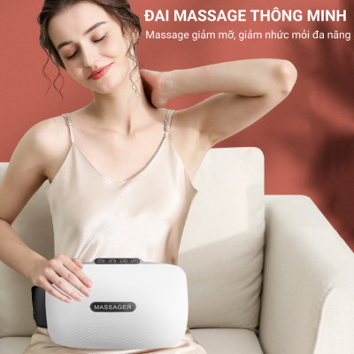 ￼Đai Massage Bụng Bi Đá Kết Hợp Hồng Ngoại Hỗ Trợ Giảm Mỡ Bụng Xoa Bóp Cổ Vai Gáy Lưng Đùi BH 1 năm - Podi92