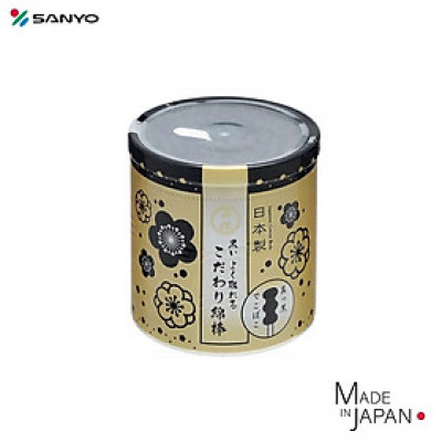 Hộp 150 tăm bông ngoáy tai than hoạt tính Sanyo, 100% bông gòn tự nhiên mềm mại không gây đau rát khi sử dụng - nội địa Nhật Bản