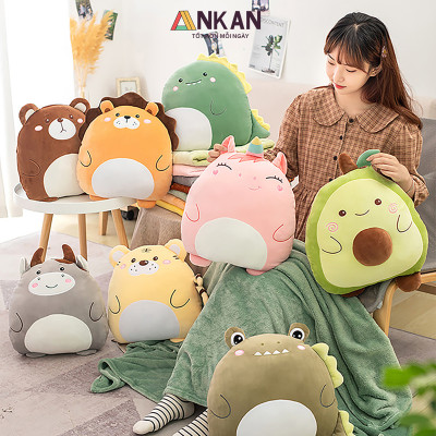 Bộ chăn gối văn phòng 3 trong 1 kiểu Sư Tử Bờm Nâu Độc Đáo