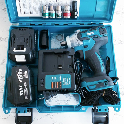 Siết bulong MKT 199V KHÔNG CHỔI THAN đầu 2 trong 1 tặng kèm 5 khẩu và đầu chuyển vít