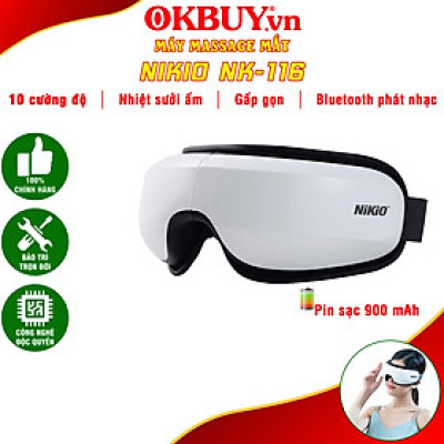 Máy Massage Mắt Nikio NK-116 - Công Nghệ Mát Xa Hiện Đại, Xoa Bóp Túi Khí, Rung Và Nhiệt Sưởi - Hỗ Trợ Giảm Mỏi Mắt, Cải Thiện Thị Lực - Tích Hợp Bluetooth Nghe Nhạc Thư Giãn, Giảm Stress Cải Thiện Giấc Ngủ