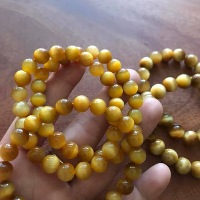 ĐÁ MẮT HỔ VÀNG ANH ĐẬM 8mm NỮ MẠNG KIM THỔ THUỶ ĐÁ THIÊN NHIÊN