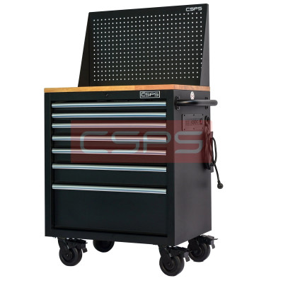 Tủ dụng cụ 7 ngăn kéo , mặt ván gỗ màu đen mờ 76cm kèm vách lưới CSPS