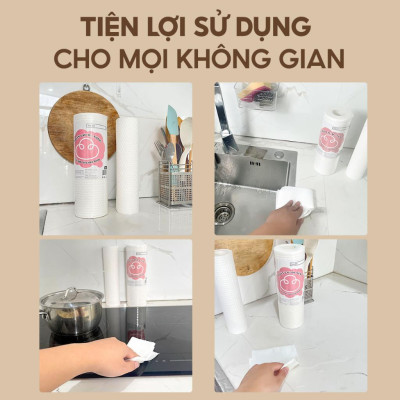 Khăn Lau Đa Năng topgia Cuộn 100 tờ Siêu Dai,siêu thấm hút Có Thể Giặt Tái Sử Dụng