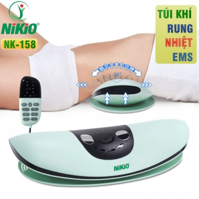 Máy Massage Lưng Và Thắt Lưng Nikio NK-158 - Công Nghệ Mát Xa Cải Tiến 4in1: Nhiệt Nóng, Xung Điện, Rung, Túi Khí - Hỗ Trợ Điều Trị Thoát Vị Đĩa Đệm, Thoái Hóa, Đau Cột Sống Lưng - Dòng Không Dây Pin Sạc, Có Remote Điều Khiển