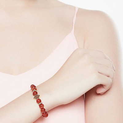 Vòng Tay Đá Mã Não Đỏ Mix Charm Bạc 925 8mm Ngọc Quý Gemstones VT165