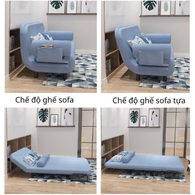 Ghế Sofa kết hợp Giường gấp gọn thông minh đa năng rộng 65cm, có đệm tay êm ái, kèm túi đựng đồ tiện lợi