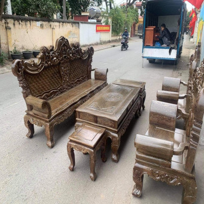 Bàn Ghế Hoàng Gia Gỗ Mun Đuôi Công