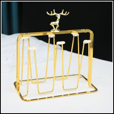 Khay Úp Ly, Giá Úp Cốc Mạ Vàng Hình Hươu Kèm Khay Sang Trọng