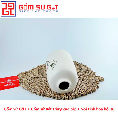 Lọ hoa dáng phích miệng nhỏ vẽ sen Gốm Sứ G&T