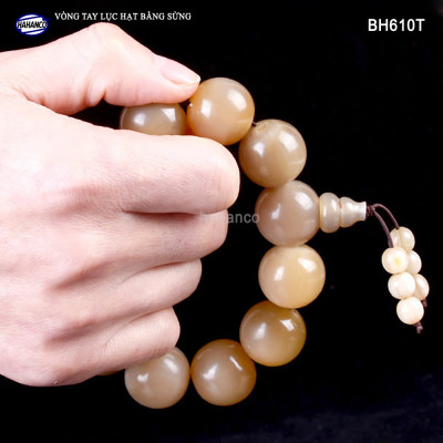 Vòng tay sừng bò Châu Phi Trắng - phong thủy đuôi lục hạt (BH610T) Đây sẽ là thứ mang tài lộc về nhà bạn - Bracelet of HAHANCO
