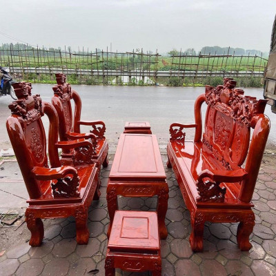 Bộ bàn ghế Nghê Bảo Đỉnh gỗ Xà Cừ