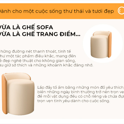 Ghế đôn sofa, ghế bàn trang điểm bọc da cao cấp decor phòng hiện đại - GC51