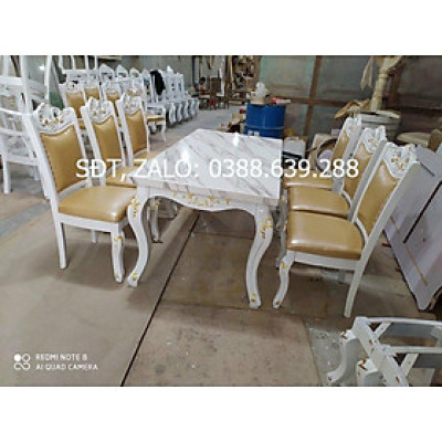 Bàn ghế ăn Tân Cổ Điển khung gỗ cao cấp