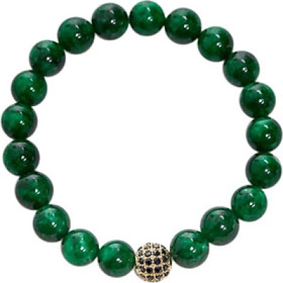 Vòng Đá Cẩm Thạch Sơn Thuỷ Phối Charm Xi Vàng Đính Đá Ngọc Quý Gemstones VT54