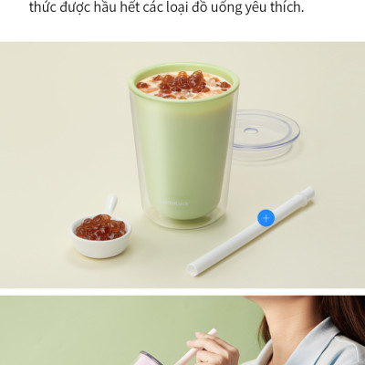 Ly nhựa 2 lớp LocknLock Bubble Tea Cold Cup màu ngà HAP529IVY 720ml, Hàng chính hãng, kèm ống hút trân châu - JoyMall