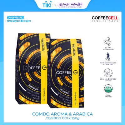 Combo 2 Gói Immuno - Cà Phê Rang Xay Với Nhân Sâm Hoàng đế COFFEECELL (250g x 2 Gói) - Bản giao hưởng hương vị trong một tách cà phê đen - Hàng Chính Hãng
