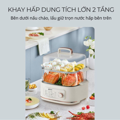 Nồi lẩu hấp thủy nhiệt Mishio MK382 khay hấp inox 304 - Hàng chính hãng