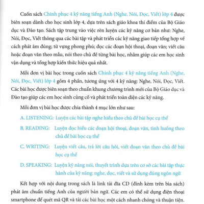 Chinh Phục 4 Kỹ Năng Tiếng Anh Nghe - Nói - Đọc - Viết Lớp 4 Tập 2