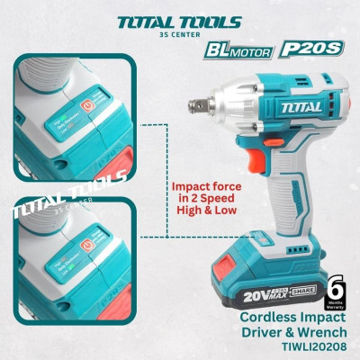 MÁY BẮN BU LÔNG PIN 20V (2 pin 2.0Ah + sạc)TOTAL TIWLI20208 - HÀNG CHÍNH HÃNG