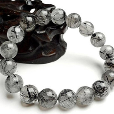 Vòng Tay Thạch Anh Trắng  Tóc Đen Tự Nhiên 11mm