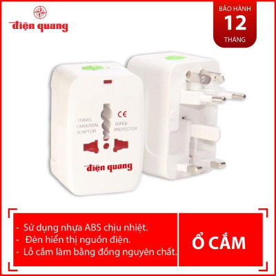 Combo 3 Ổ cắm du lịch Điện Quang ĐQ ESK TV01 (Màu trắng)